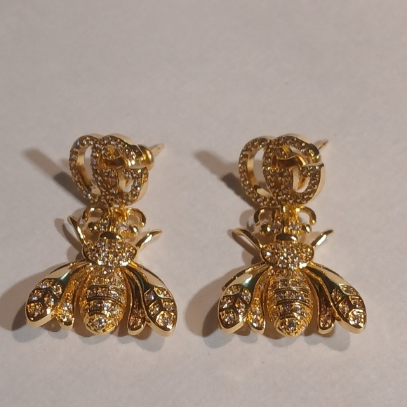 Authentic Vintage Gucci GG Logo Crystal Bee Earrings - Picture 14 of 16